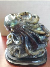 Hand Carved Octopus from Labradorite. Chinese master carver. Stunning picture