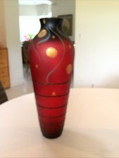 Miracle Studios Hand Painted Art Glass Moon Celestial Vase By Vlasta Vobornikov picture