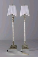 MCM, 2 Maitland Smith Candlestick Buffet Table Lamps, mother pearl, 36” picture