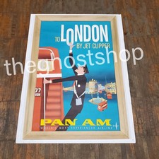 Original Rare Travel Poster To London By Jet Clipper Pan Am Airline Aaron Fine picture