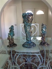 RARE D.Halverson 1980s Bronze Sculpture Vase & Candlesticks - Signed picture