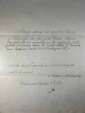 Andrew Johnson Document Signed, Earliest Treaty for International Postal Service picture