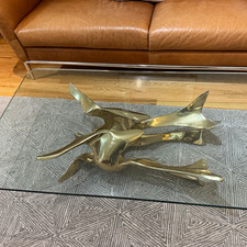 Sculptural Gilt Bronze & Glass Coffee Table by Fred Brouard, France, 1970s picture