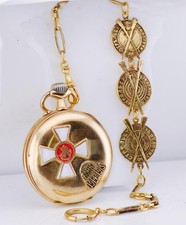 WWI Great War Imperial Officer's Award Pocket Watch Gold Plated Chain Fob c1915 picture
