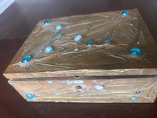 Antique Alfred Daguet Box Art Nouveau Hammered Copper Opal Jewel Casket As-Is) picture