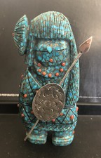 Zuni Giant Warrior Corn Maiden Claudia Peina *SIGNED* Coral Turq 5004 picture