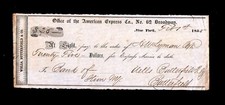1855 American Express Check  signed by John Butterfield American Express Founder picture