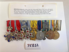 Romanian 9-Medal Ribbon Bar Line Officer WW1 Order Crown Sword Cross 75B32 picture