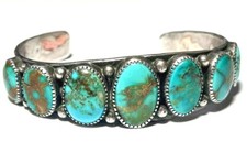ON SALE Outstanding Native American Large Heavy Coin Turquoise Cuff Bracelet picture