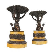 Antique Cups First Quarter '800 Bronze and Yellow Marble of Siena picture