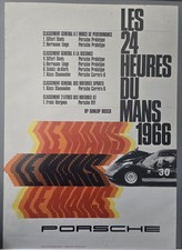 Vintage 1966 Porsche Poster 24 Hours Le Mans Original Very Rare Dealer Poster picture