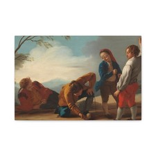 Castillo, José del - Boys playing with Tops - Canvas Wall Art picture