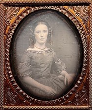 1/6 PLATE DAGUERREOTYPE - STUNNING PRINCESS LEIA IN BRAIDS DOMED GLASS FULL CASE picture