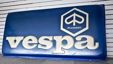 Original 1970s VESPA Scooter Piaggio Dealer Outdoor Lighted Store Sign 3' x 6' picture