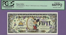2005 B $50 COMMEMORATIVE MICKEY BOYER DISNEYLAND DISNEY DOLLAR B00000623 66PPQ picture