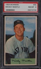 1954 Bowman #65 Mickey Mantle HOF PSA 8 NM-MT 05010739 picture