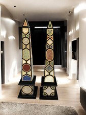 Black Marble Two Piece Obelisk Set Handmade Garden Decorative Objective Art picture
