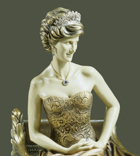 Princess Diana, Luxury Bronze Gold Gilded Diamond Sapphire Sculpture 18