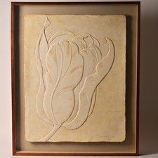 BRIONI Original Vintage Signed Bas Relief Plaster Wall Sculpture Floral Painting picture