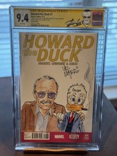 Howard the Duck #1 CGC SS 9.4 Stan Lee SIGNED ONE OF A KIND Howard & Stan SKETCH picture