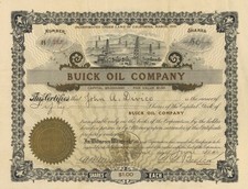 David Dunbar Buick signed Buick Oil Co. - 1910's dated Autograph Stock Certifi picture