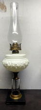 ANTQUE Oil Lamp 1860 Venus Burner WHITE EMBOSSED Font on Marble Base picture