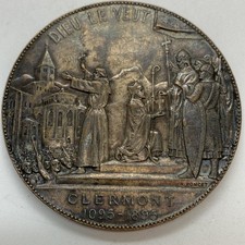 Antique 1895 French Copper Pope Urban Council of Clermont Holy Crusade Medal 2