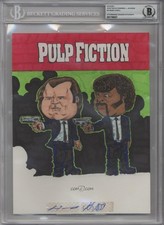 Pulp Fiction John Travolta Samuel Jackson GPK Original Art Signed Auto 1/1 BAS picture