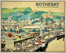 Original Vintage Poster ROTHESAY VIA LNER - CLYDE STEAMERS - BRITISH RAILWAYS OL picture