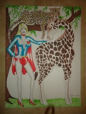 ORIGINAL HUGE MIXED MEDIA PAINTING  '' SUPERGIRL '' BY COMIC ARTIST JAMES CHEN picture