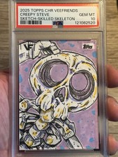 PSA 10 SKILLED SKELETON 2025 Topps Chrome VeeFriends Sketch Creepy Steve 1/1 picture