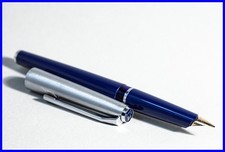 PELIKAN P12 Silvexa Cartridge Fountain Pen in Blue & Steel with Extra Fine 14K Nib picture