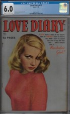LOVE DIARY #10 CGC 6.0 FINE COPY- 1950 ORBIT PUBL.- EVERETT/BUSCEMA -PHOTOCVR picture