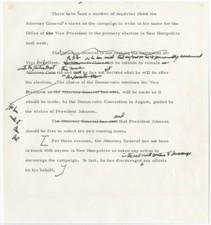 1964 Robert Kennedy Draft Press Release Discouraging a Write-In Campaign (RARE) picture