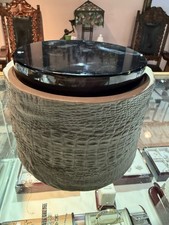 Gilles Caffier Earthenware Crocodile Skin Box with Glass Lid Black Large 21/100 picture