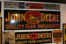 SCARCE 1920'S 3X9 JOHN DEERE QUALITY FARM IMPLEMENTS PORCELAIN DEALER SIGN #1 picture