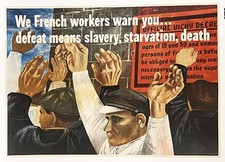 Original 1942 WWII US Anti-Nazi Poster - We French workers warn you - Ben Shahn picture