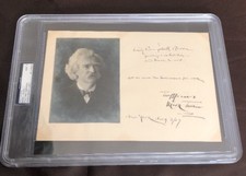 MARK TWAIN INSCRIBED QUOTE PHOTO SIGNED AUTO AUTOGRAPH PSA/DNA SAMUEL CLEMENS🖋 picture