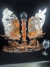 50lb Rare Top Natural Fire Quartz Dragon + Phoenix carved crystal Reiki decor picture