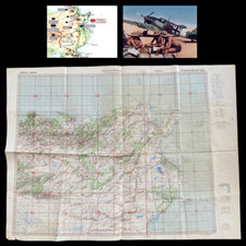 RARE WWII Captured Rommel German Luftwaffe Tunisia Strike Map Operation Torch picture