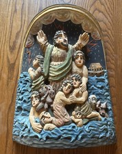 Polish Folk Art Master Carver Bronislaw Bednarz Noahs Ark Deep 3D Wood Carving picture