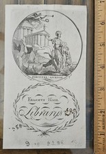 c1790 Peter Maverick engraved Bookplate ERASMUS HALL LIBRARY Flatbush Brooklyn  picture