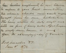 GEORGE ARMSTRONG CUSTER - THIRD PERSON AUTOGRAPH LETTER 06/05/1874 picture