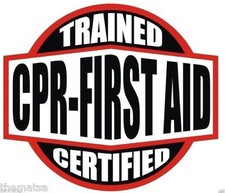TRAINED CERTIFIED CPR FIRST AID HELMET BUMPER STICKER DECAL MADE IN USA picture