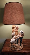 Vintage Nautical Decor Large 3 Fisherman Captain Pelicans Apsit Bros 1986 Lamp picture