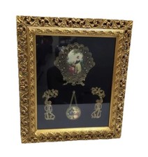 100-200 y/o Antique - Original Vintage Metal & Pearl Victorian Wall Art Framed picture