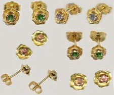 19thC Antique Alexandrite + 14kt Gold Earrings Russian Real Natural Color-Change picture