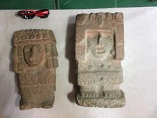 Two Museum Mexican TOLTEC stone statues 900-1200 A.D. Tula site.American Indian. picture