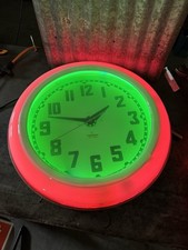 Electric Neon Clock Company Green/Pink Cleveland Ohio  1950s All Original picture