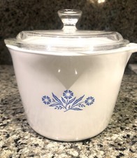 Corningware Blue Flower Large Cooking Pot. Pristine. Part Of Full Set. picture